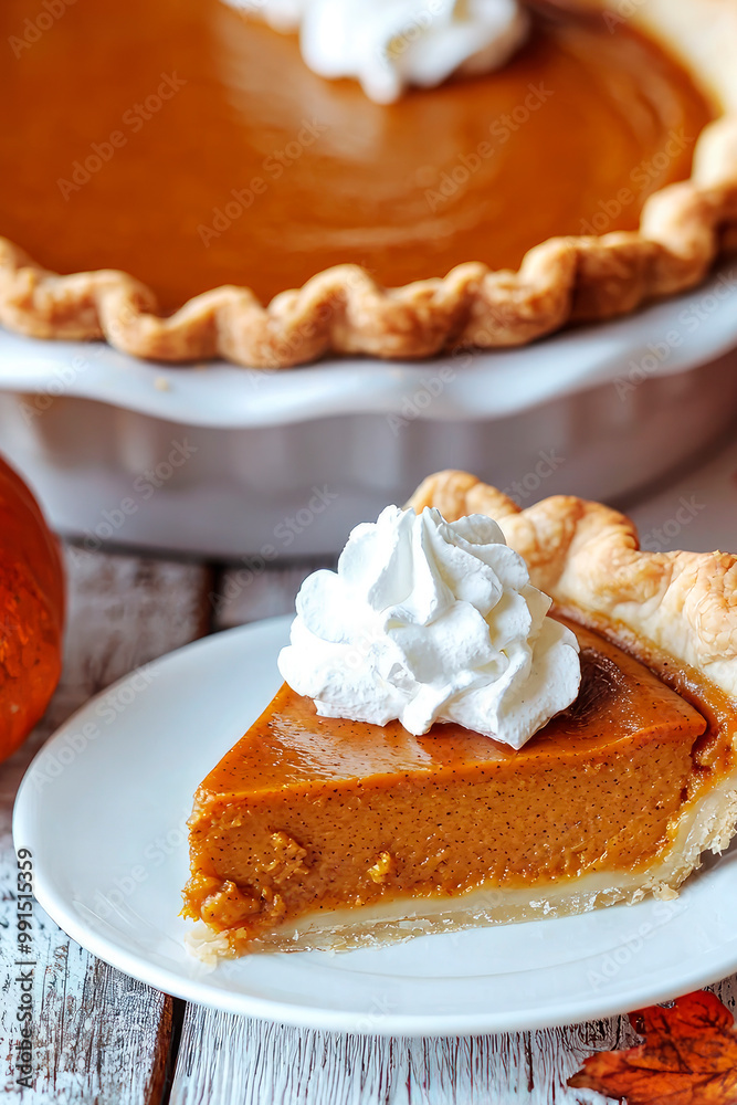 Traditional punkin pie topped with whipped cream Traditional punkin pie topped with whipped cream