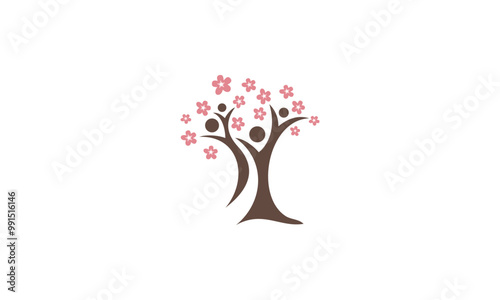 a graphic image with a tree of happiness theme, on a white background. vector graphic base.