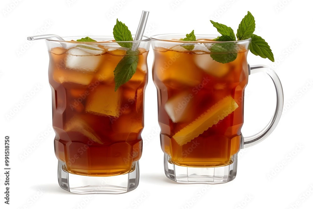 Refreshing Iced Tea Isolated on White Background Refreshing Iced Tea Isolated on White Background