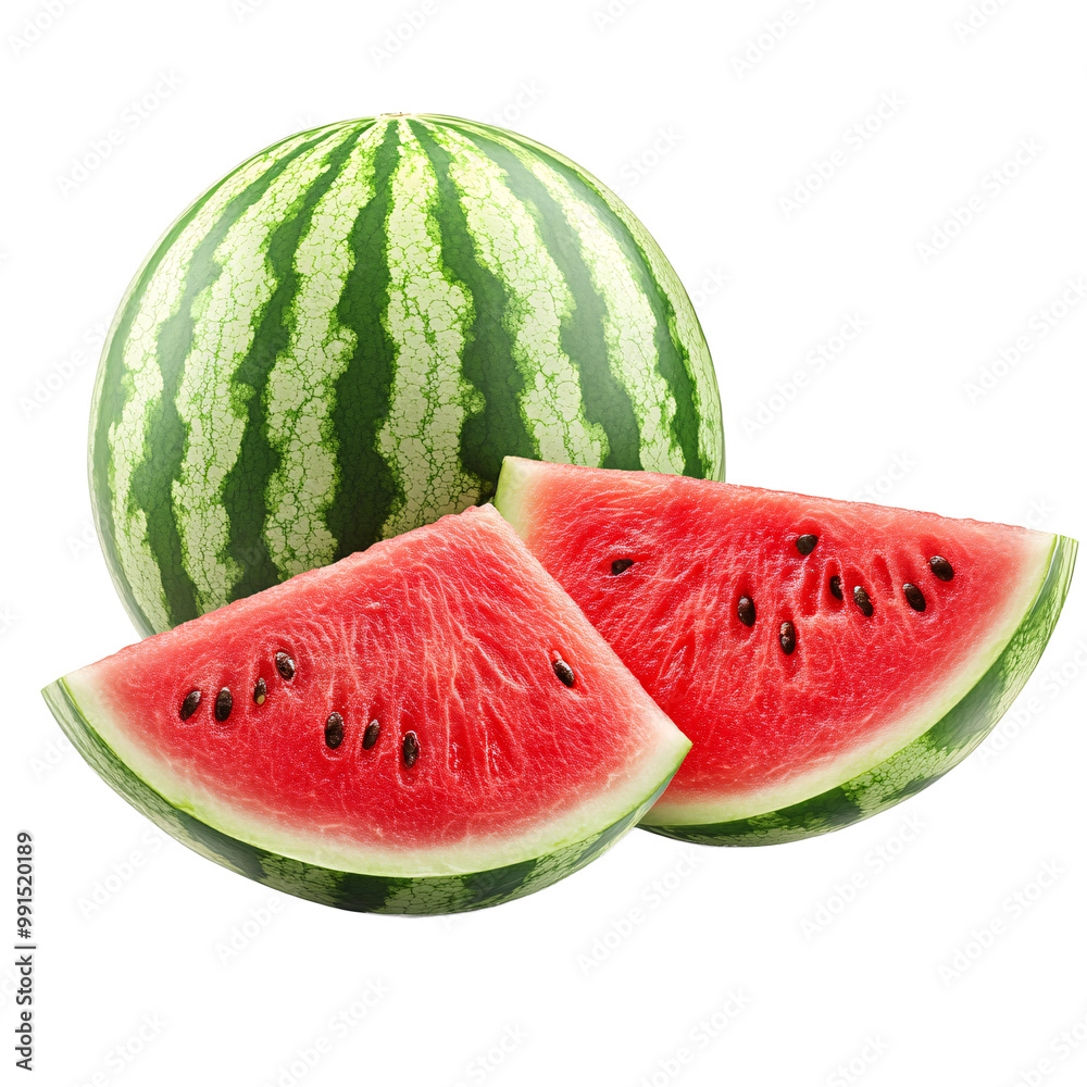 a watermelon and slices of watermelon a watermelon and slices of watermelon