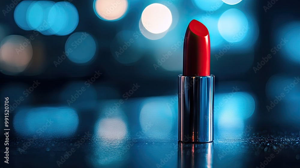 Close-up of a vibrant red lipstick on a sleek surface with a blurred background, offering ample space for text. Close-up of a vibrant red lipstick on a sleek surface with a blurred background, offering ample space for text.