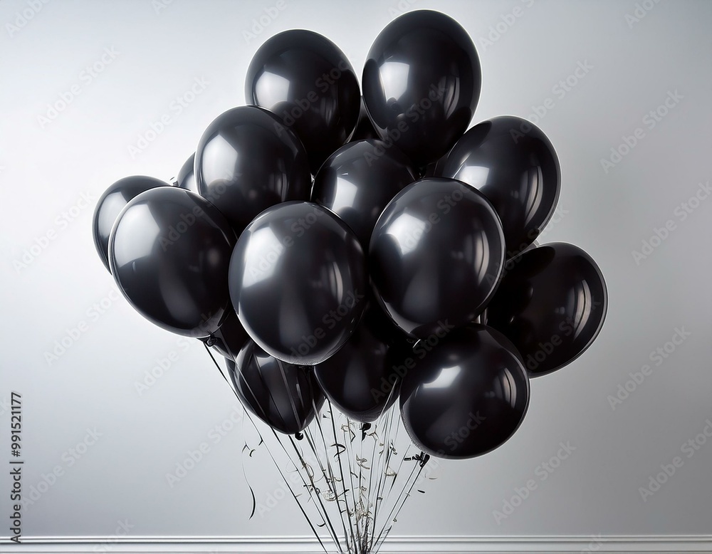 Dark balloons dispersed against light background for sale celebration day Dark balloons dispersed against light background for sale celebration day