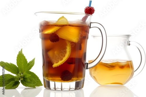 Refreshing Iced Tea Drink Isolated on White Background