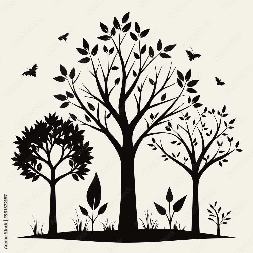Obraz premium vector tree silhouette