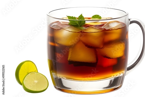 Refreshing Iced Tea on White Background