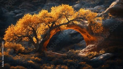 Wallpaper Mural Autumn at Landscape Arch in Arches National Park in Utah : Generative AI Torontodigital.ca