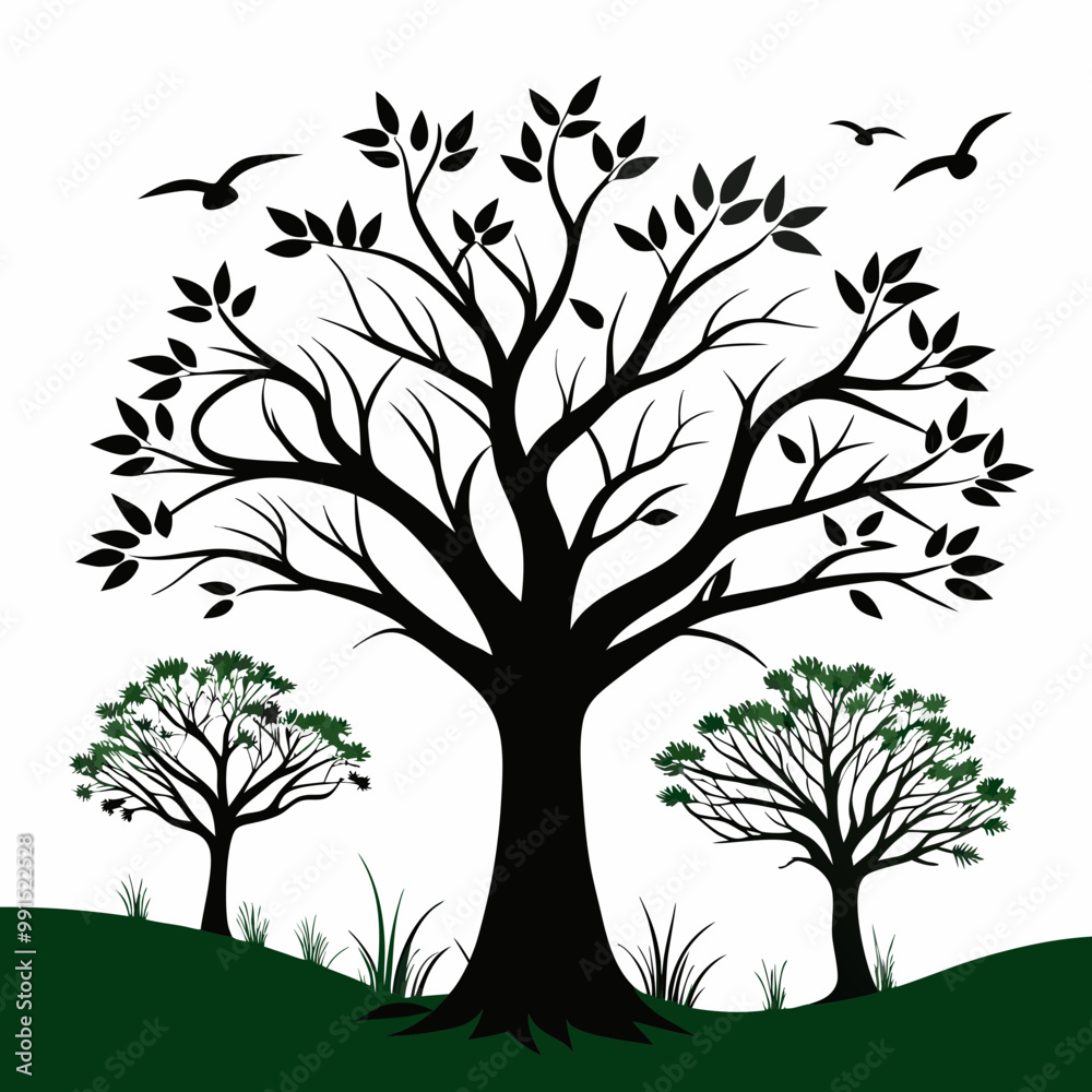 Obraz premium vector tree silhouette