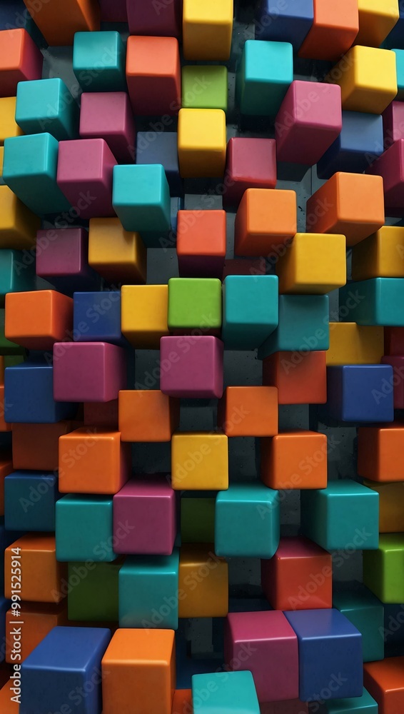 3D colored cubes transitioning with transparent background. 3D colored cubes transitioning with transparent background.