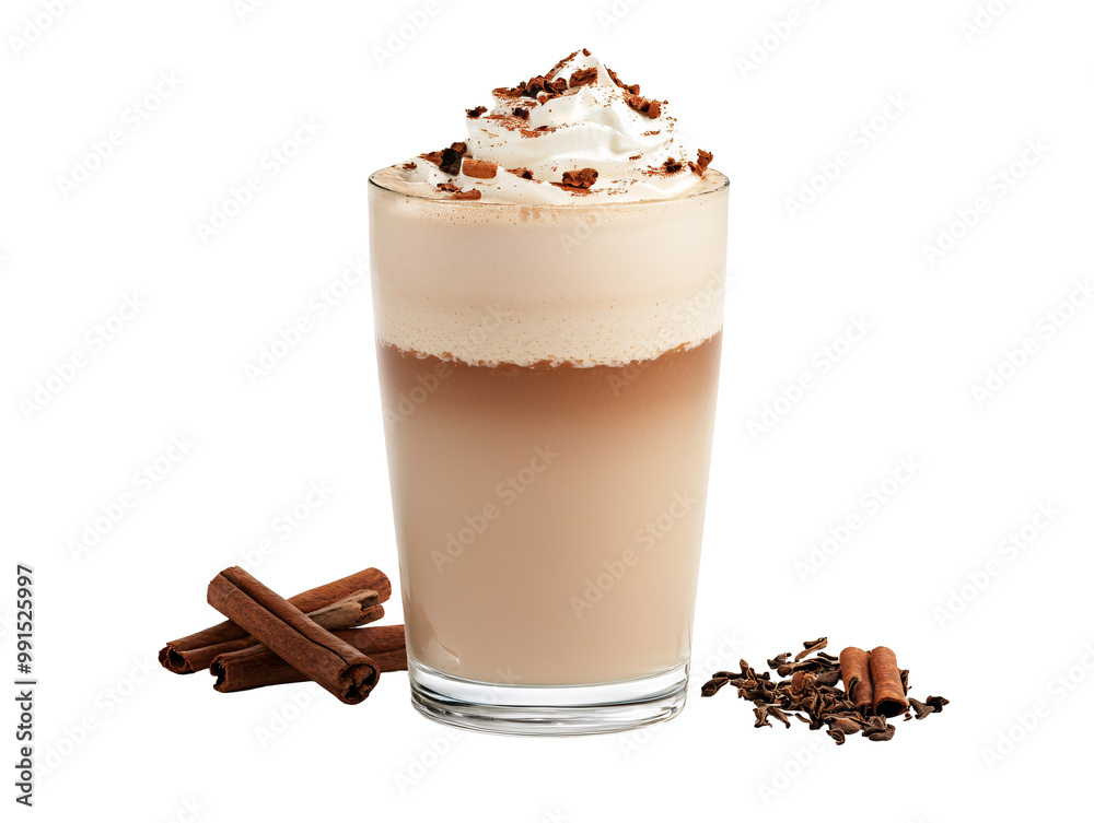 a glass of coffee with whipped cream and cinnamon sticks a glass of coffee with whipped cream and cinnamon sticks