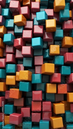 3D colored cubes transitioning with transparent background.