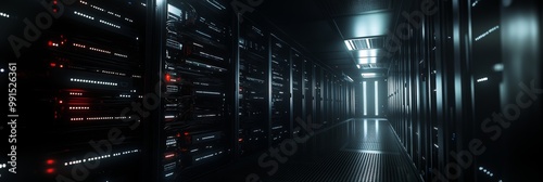 Obraz na płótnie Photorealistic dark data center interior w salonie