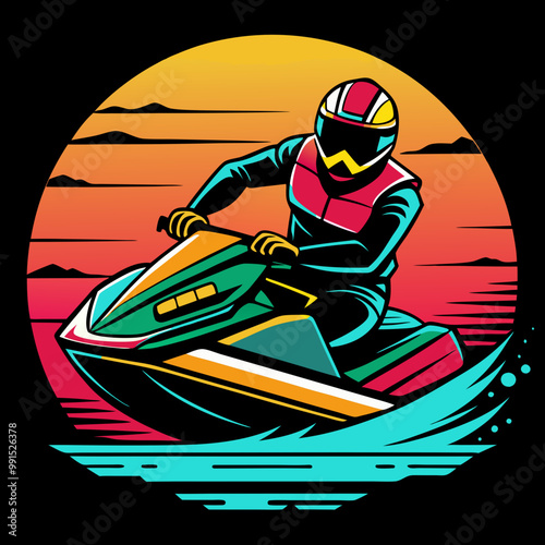 vector illustration of a biker with a snowboard