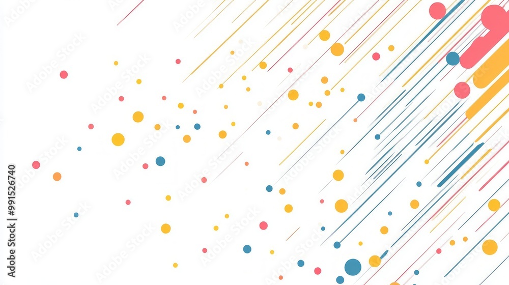 Abstract background with colorful lines and dots in a flat design style, vector illustration