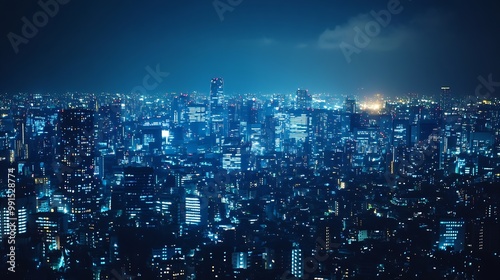 Wallpaper Mural Modern city with wireless network connection and city scape conceptWireless network and Connection technology concept with city background at night : Generative AI Torontodigital.ca