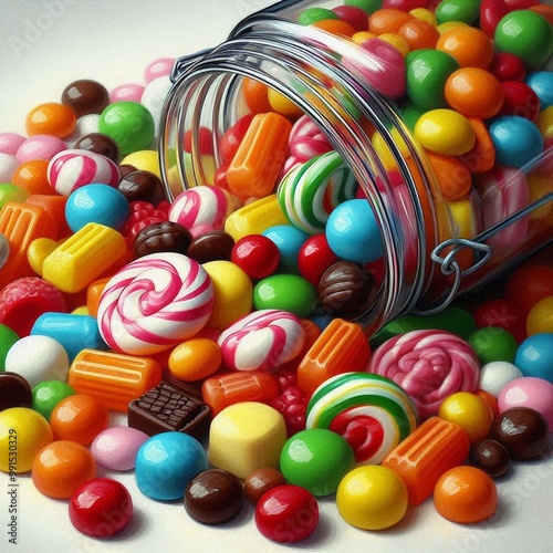 colorful candy in a glass jar photo