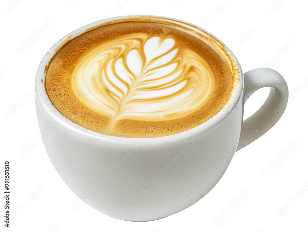 a cup of coffee with a leaf design in the foam a cup of coffee with a leaf design in the foam