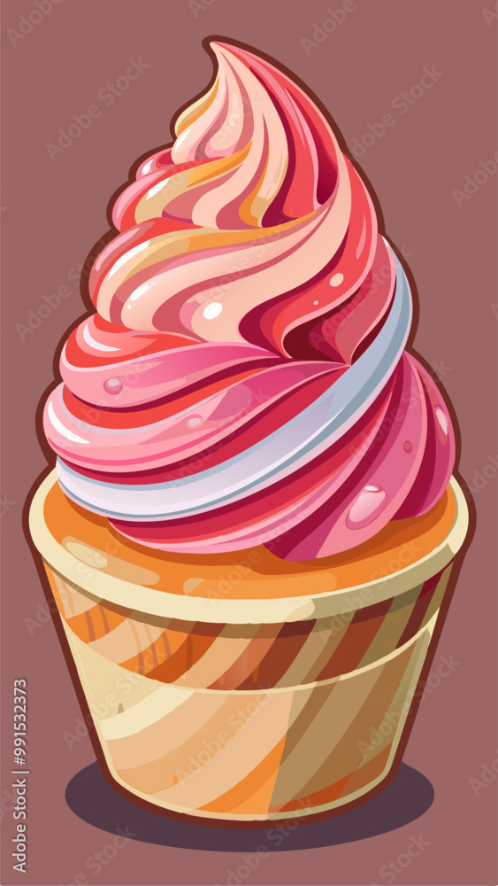 Whipped pink cream swirl or meringue top side view 3D vector. Custard, butter or strawberry creme for decoration cake, cupcake or muffin, realistic elements set isolated on background Whipped pink cream swirl or meringue top side view 3D vector. Custard, butter or strawberry creme for decoration cake, cupcake or muffin, realistic elements set isolated on background
