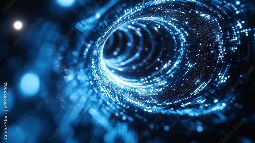 Abstract digital wave Blue circular shape on the background Futuristic point wave Big data 3D rendering : Generative AI Abstract digital wave Blue circular shape on the background Futuristic point wave Big data 3D rendering : Generative AI