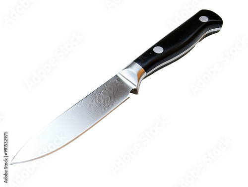 a knife with a black handle photo