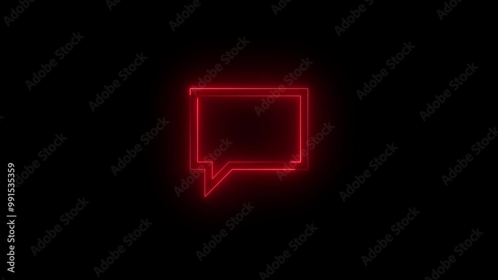 Neon message icon red glowing black background animation Neon message icon red glowing black background animation