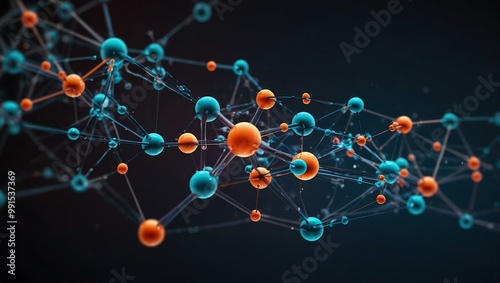 Abstract design of interconnected molecules for a modern network.