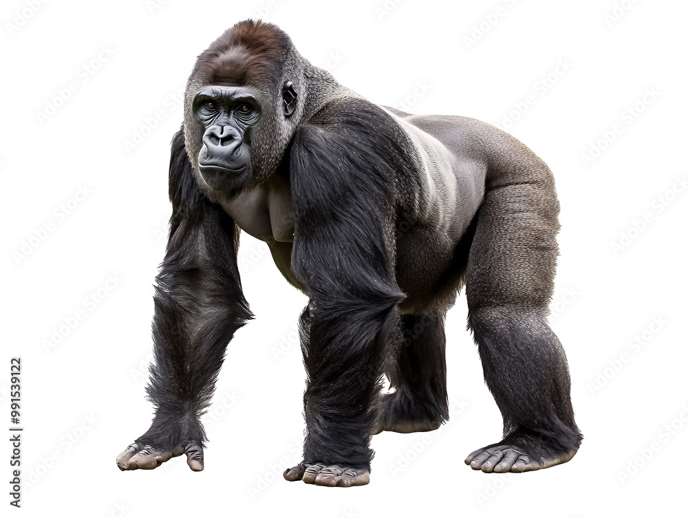 a gorilla standing on a white background a gorilla standing on a white background