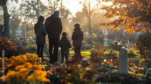 Wallpaper Mural A family is standing in a cemetery Torontodigital.ca