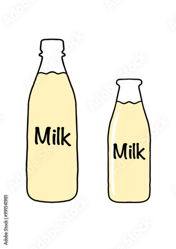 Vector bottle of milk with a label