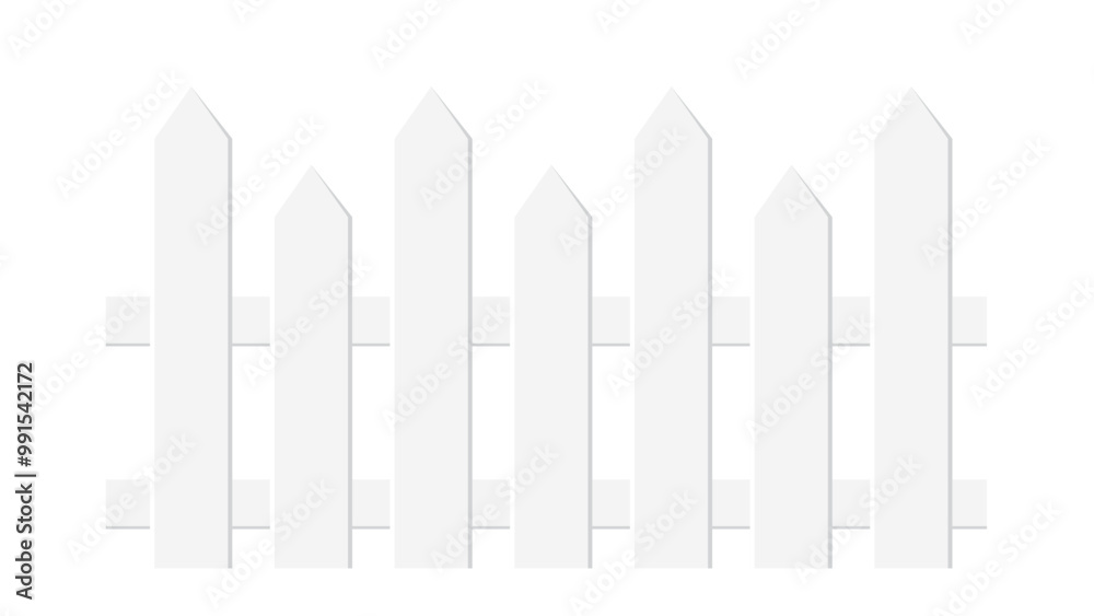 White wooden fence on white background with parallel plank new. Vector illustration White wooden fence on white background with parallel plank new. Vector illustration