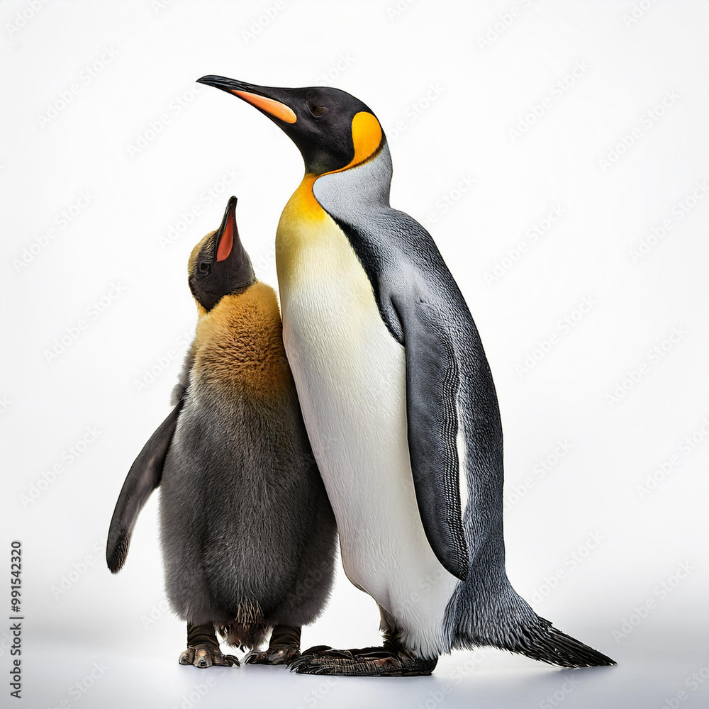 Fototapeta premium manchot, amour, tendresse, parent, protecteur, oiseau, animal, antarctique, faune, nature, froid, roi, empereur, glace, neige, frigide, animal, blanc, îles malouines, hiver, arctique, jardin zoologiq