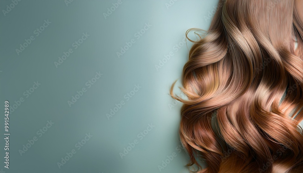 Soft, wavy tresses cascading elegantly, placed on a minimal background providing ample room for text, emphasizing the natural allure and vibrant essence of the hairstyle Soft, wavy tresses cascading elegantly, placed on a minimal background providing ample room for text, emphasizing the natural allure and vibrant essence of the hairstyle