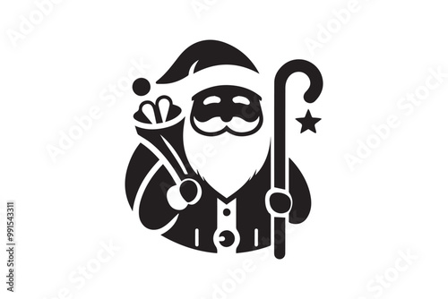 santa claus illustration clipart vector elements silhouette isolated in white background