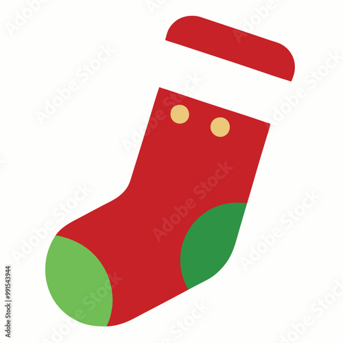 Christmas sock vector art illustration.
