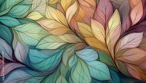 Wallpaper Mural tile, transparent leaves Torontodigital.ca