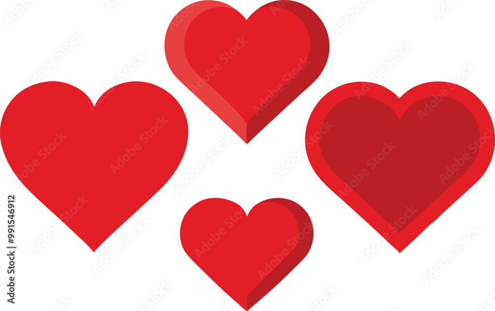 set of red hearts set of red hearts