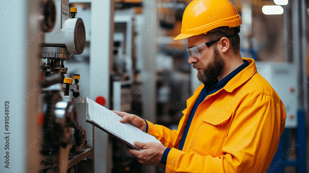 Industrial Engineer Inspecting Machinery with Checklist in Factory
Industrial Engineer Inspecting Machinery with Checklist in Factory