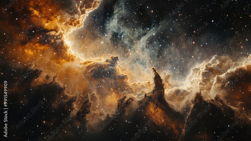 Fototapeta premium Interstellar dust cloud obscuring a distant starfield