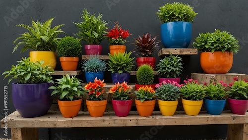 Another display of vibrant plants for indoor or outdoor spaces.