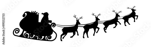 Vector illustration of Santa sleigh on transparent background
