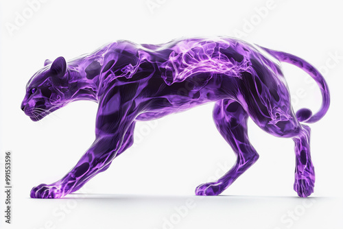 Striking purple panther with ethereal glowing energy effect 