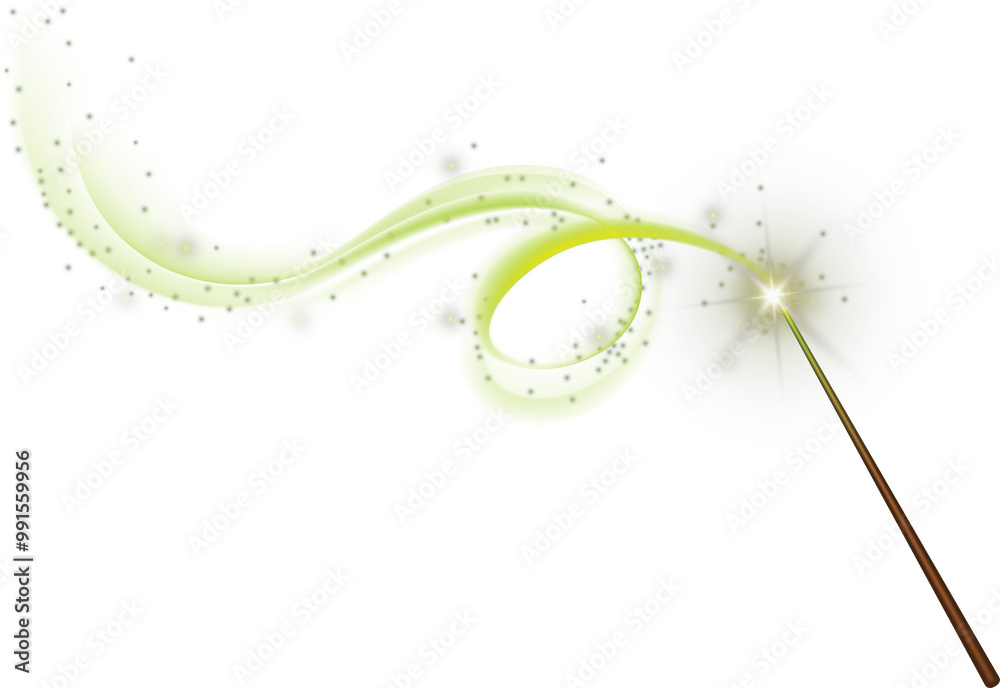 Fototapeta premium Magic wand with fairy colorful swirl light trail
