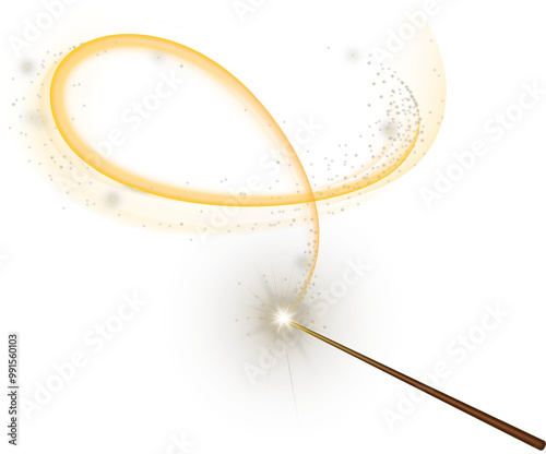 Magic wand with fairy colorful swirl light trail