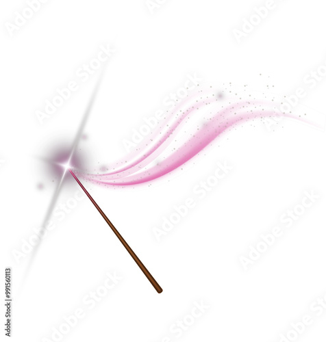 Magic wand with fairy colorful swirl light trail