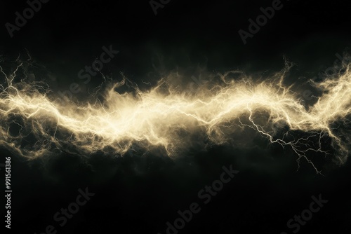 A black and white image of a lightning bolt with a yellow glow, generative ai image