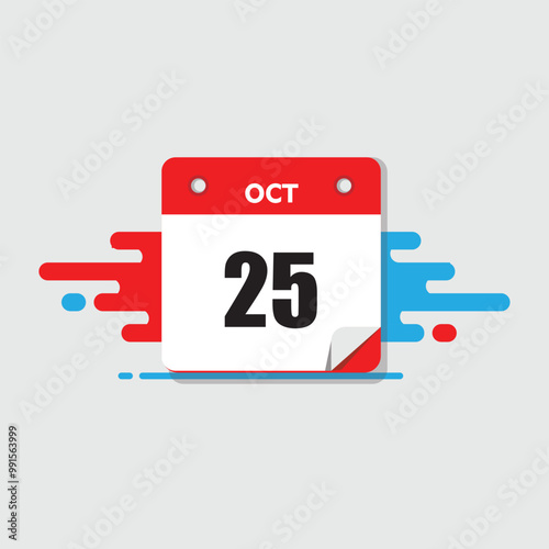 calender icon, 25 october icon with white background	