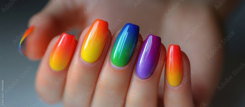 Obraz premium Rainbow Gradient Nails