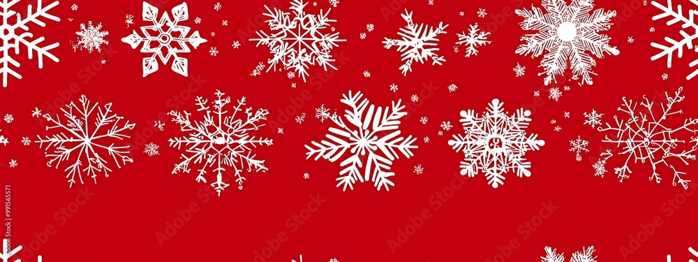 Vector design of various white snowflakes on a red background Vector design of various white snowflakes on a red background