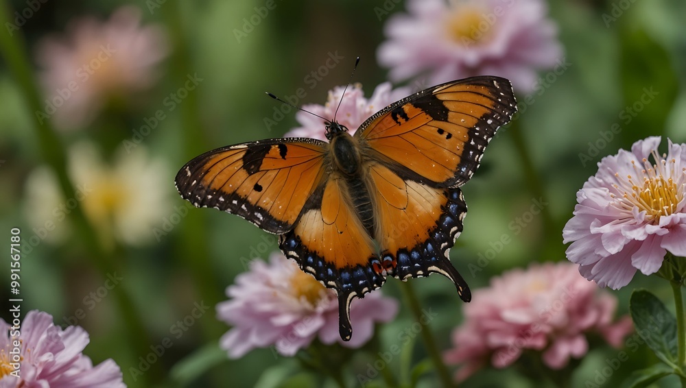 Butterfly resting on a flower. Butterfly resting on a flower.