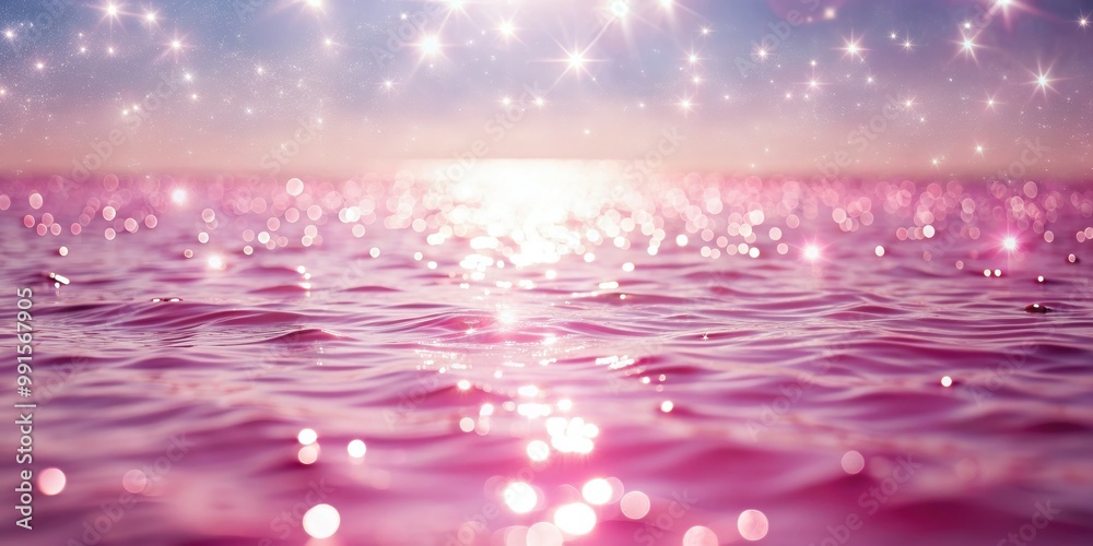 Fototapeta premium Pink water with shimmering sparkles , pink, water, sparkles, shiny, glitter, abstract, background, texture, vibrant, colorful