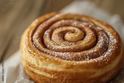 A close-up of a delicious cinnamon roll